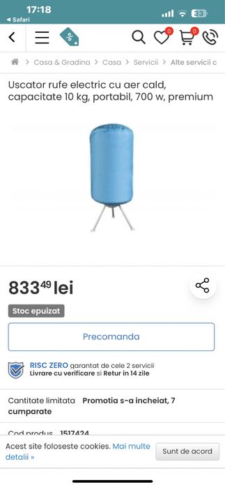 Uscator rufe cu aer cald