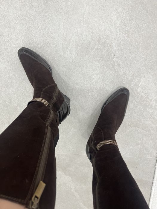 Сапоги из кожи и замши