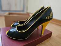 Обувки Replay черен лак с жълти елементи
