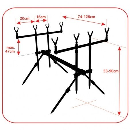 Vand Rodpod #6 pentru 4 lansete Rod Pod Suport Baracuda