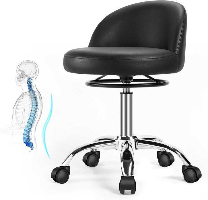 Scaun rotativ,cu roți,rotativ,din piele PU, potrivit pt.birou,salon..