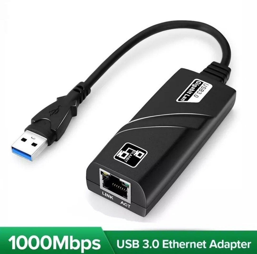 Переходник Адаптер USB - Lan (RJ45) Сетевая карта до 1000 Мб/с