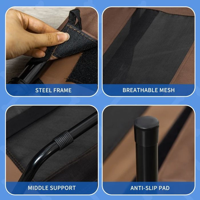 Повдигнато кучешко легло за открито и закрито, 122 x 92 x 23 см кафяво