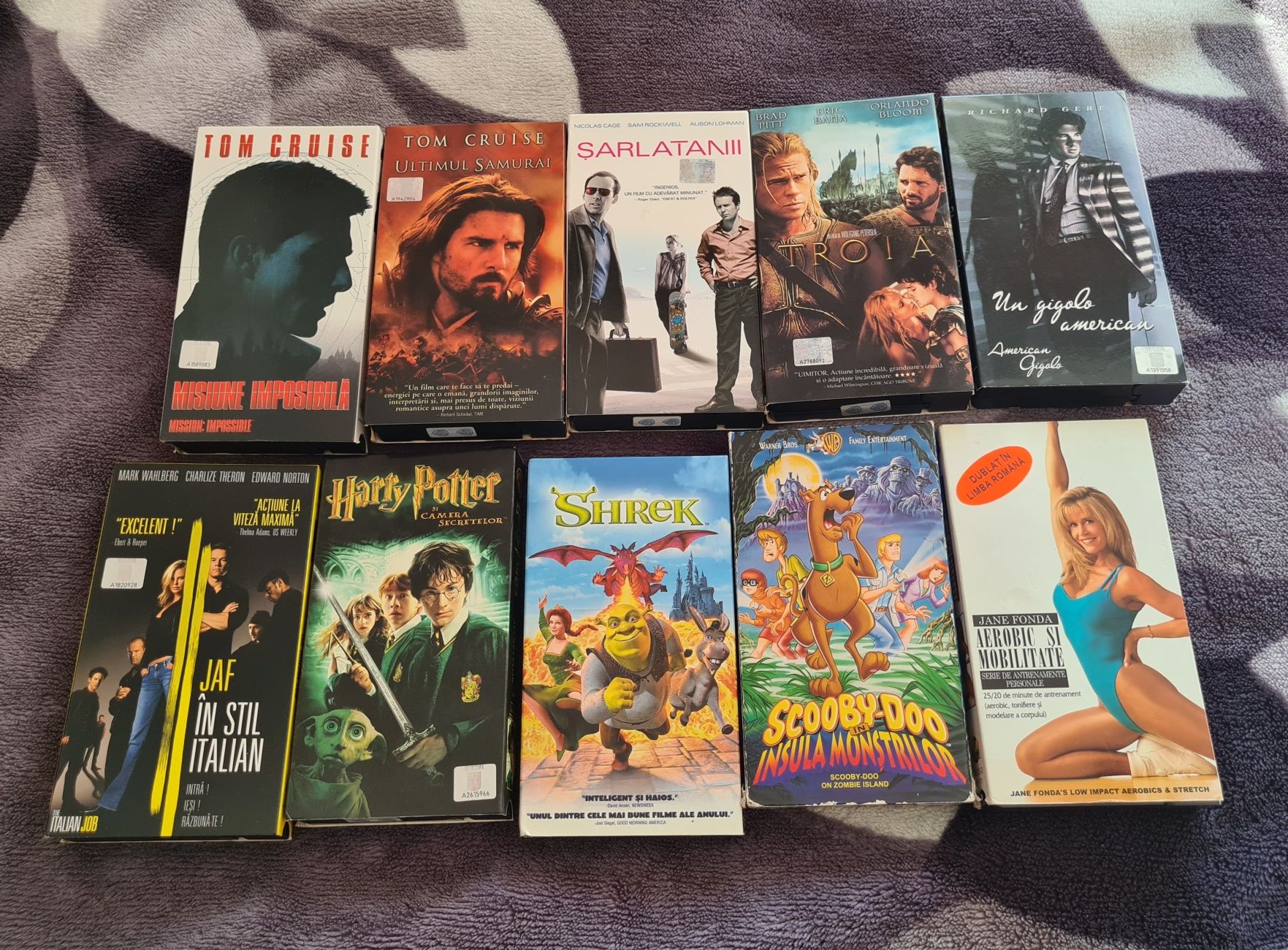 Casete Video VHS Filme Desene Sport Limba Romana Troia Shrek Potter