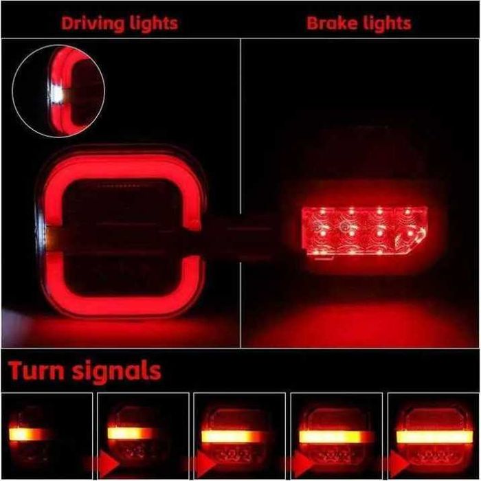 2 Броя LED Стопове с Неонова Светлина и Динамичен Мигач, 12/24V