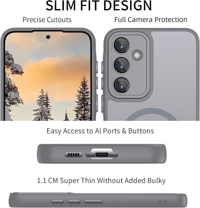 Матов magsafe кейс за samsung galaxy a56 - титаниево сив