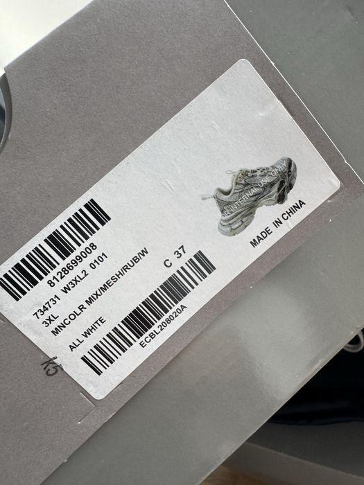 Balenciaga 3XL Trainer – White/Silver – mărimea 37 – noi, în cutie