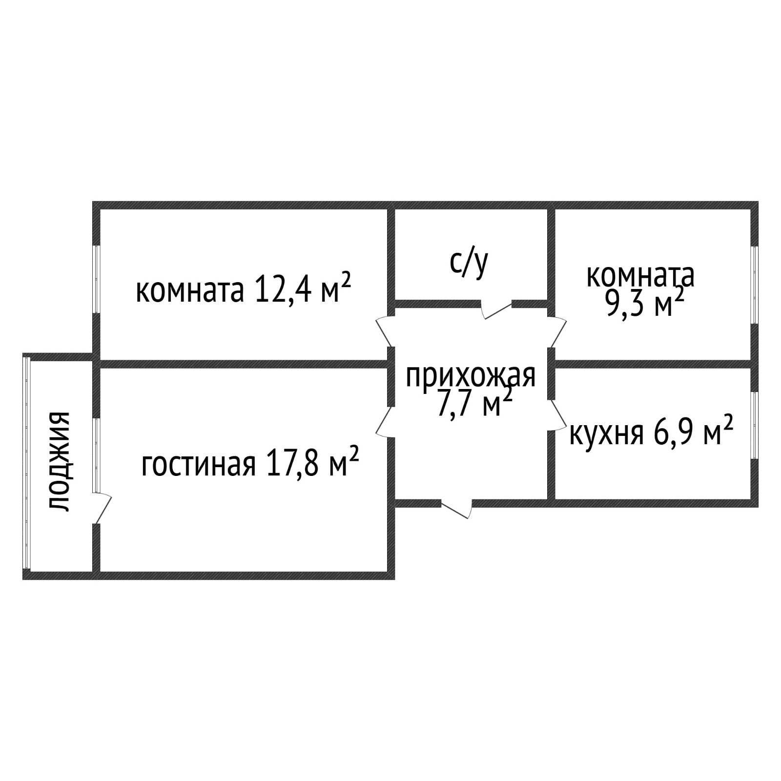 в центре 3ку 19млн 1980кирпич