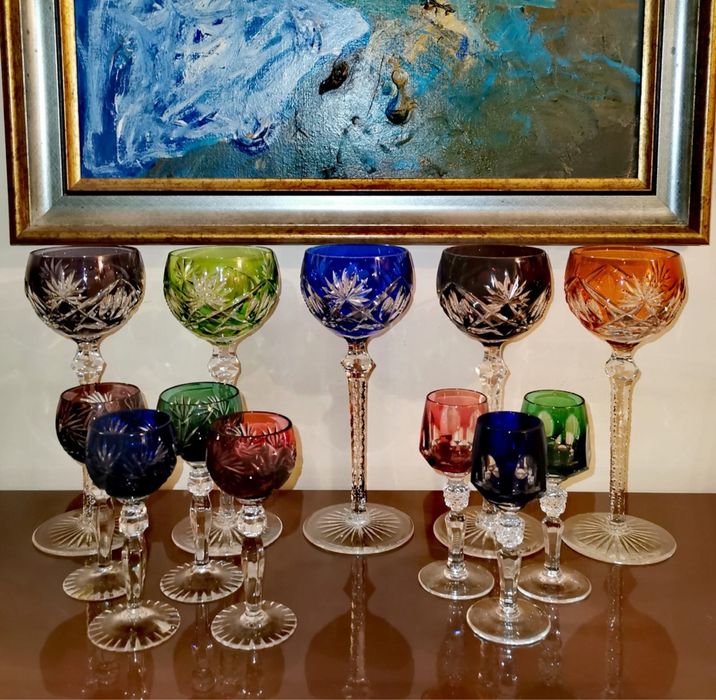 Антикварни цветен кристал чаши Nachtmann "Traube"  Зап. Германия 70те