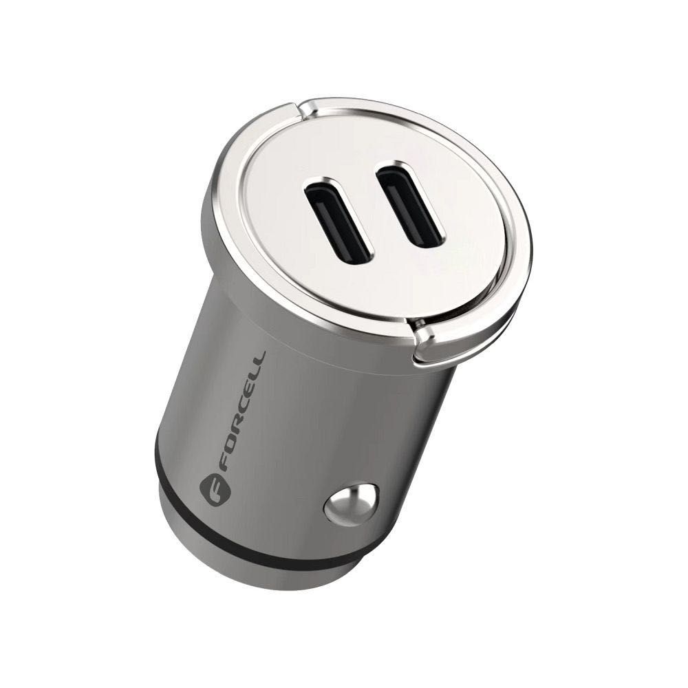Мини зарядно за кола 2 x Type C PD QC3.0 3A 30W FORCELL F-ENERGY