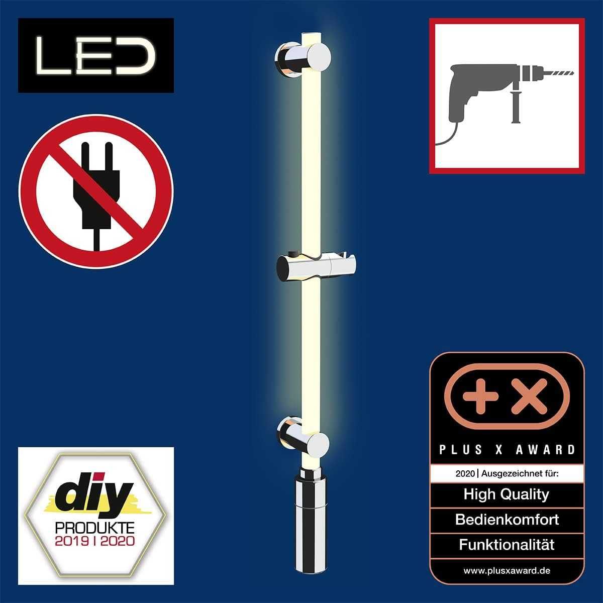 Bara dus LED cu baterie USB, montaj fara gauri |WNK 289099 LED
