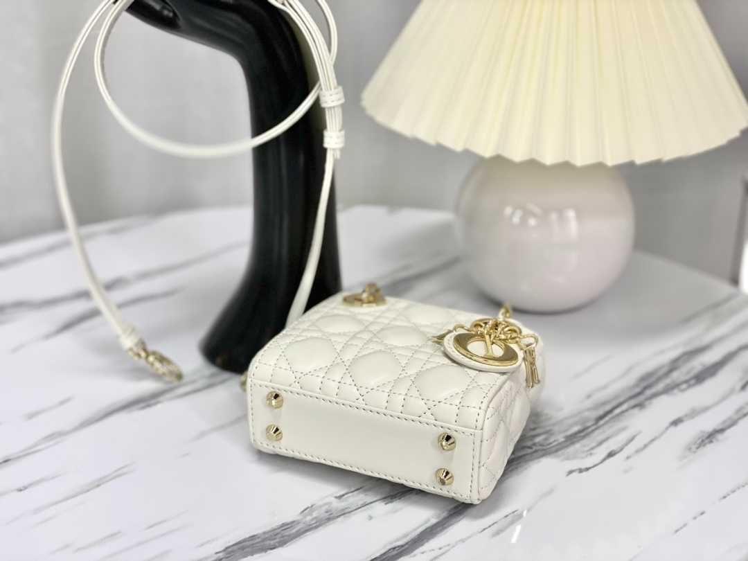 Geanta Christian Dior Lady Micro, white, 12x10x5cm, Premium