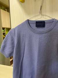 Top tricou tricot cu maneca scurta cu lana Merino