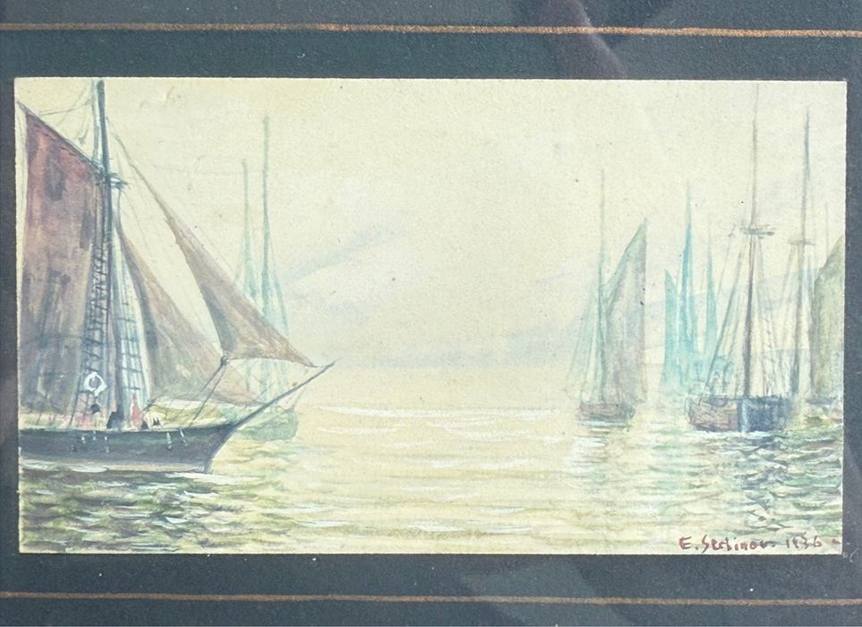 Tablou “Corăbii în lumina dimineții – Eugen Serbinov (1936)