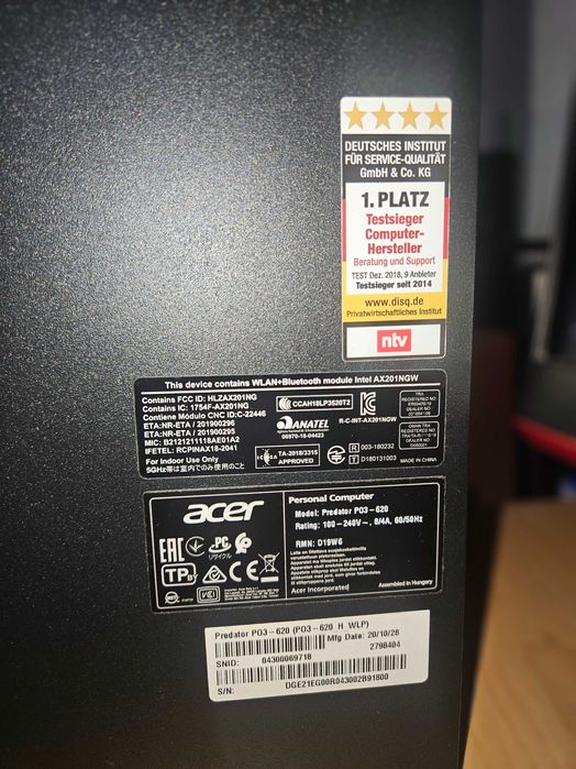 ОТЛИЧЕН Геймърски компютър + ПОДАРЪК! Acer Predator i7-10700 /RTX 2060