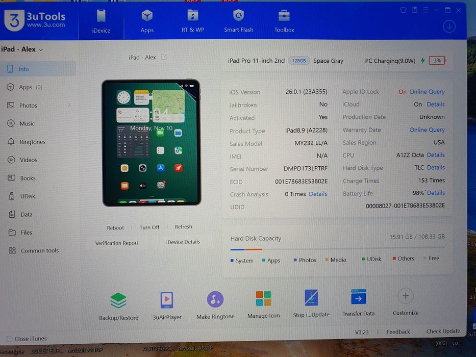 Vand, schimb iPad Pro 11”, 2th gen. 2020, 128 GB, 98% sănatate bat.