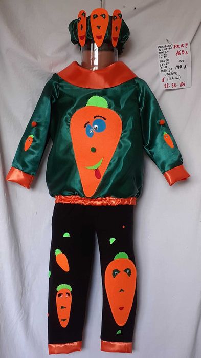 Costum Morcov pentru copii marimea 1 si 2 ( 3-4-5 ani)