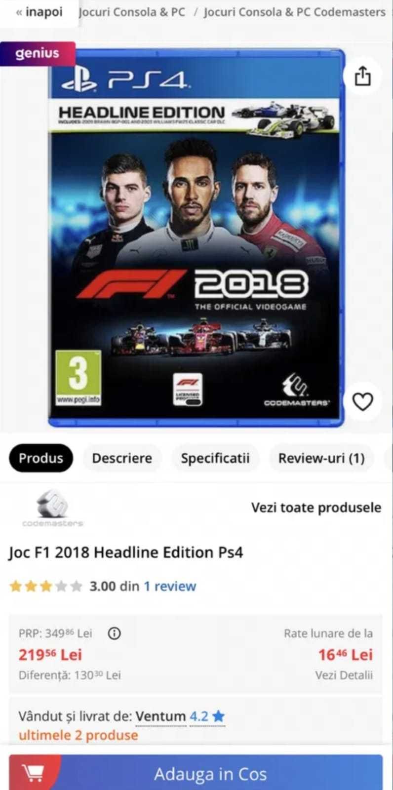 Formula 1 Headline Edition PS4