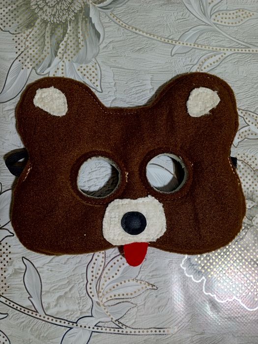 Маска Мишки из велюра, на резинке, с подкладом. Любые маски на заказ.