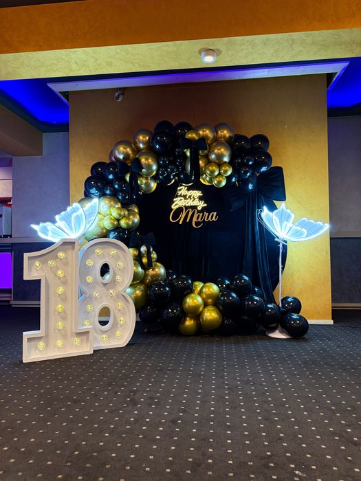Decor baloane 18 ani majorat 18 ani cabina foto platforma heliu cifre
