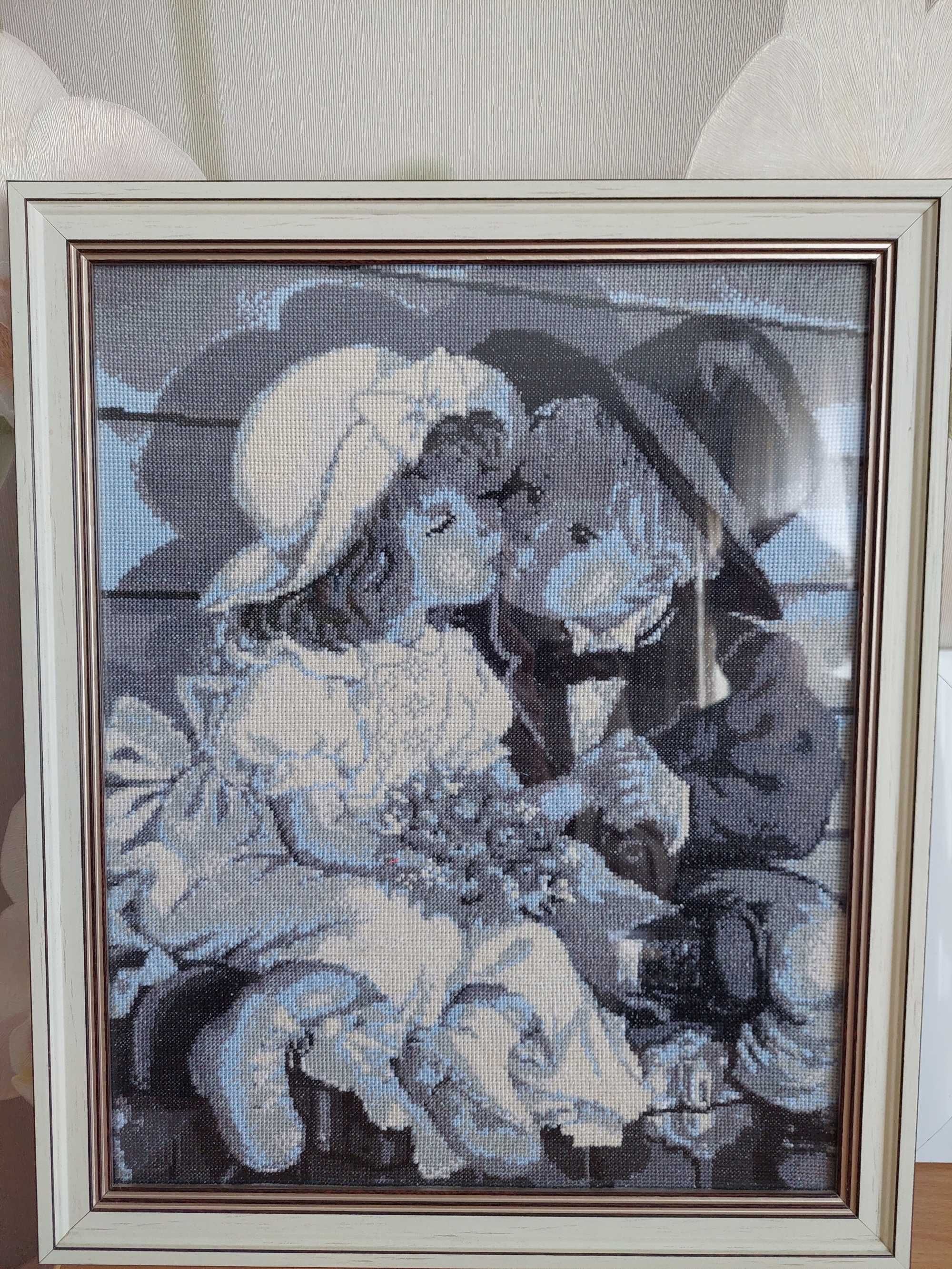 Продам картины вышитые крестиком. Картина " Романтическая встреча."