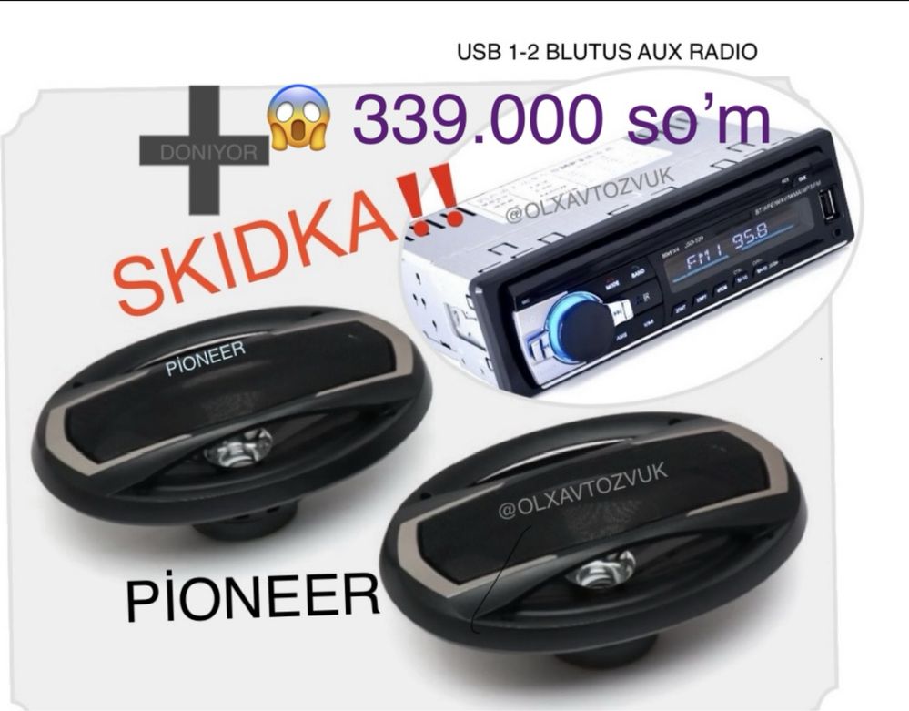 Pioneer kalo’nka 650w yangi madel 2ta kalonka cheti rezinkali