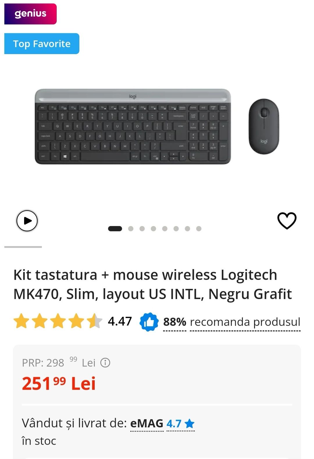Tastatura și mouse Logitech MK470 - set sigilat