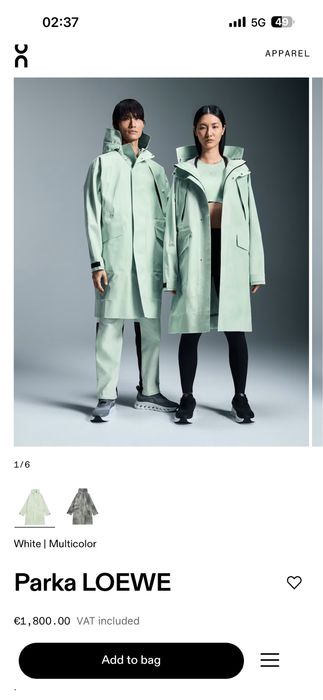 Loewe and On parka waterproof