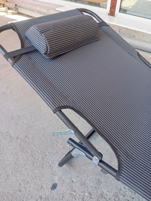 Сгъваем шезлонг,  сив, 172.5x55.5 см, с регулируема облега