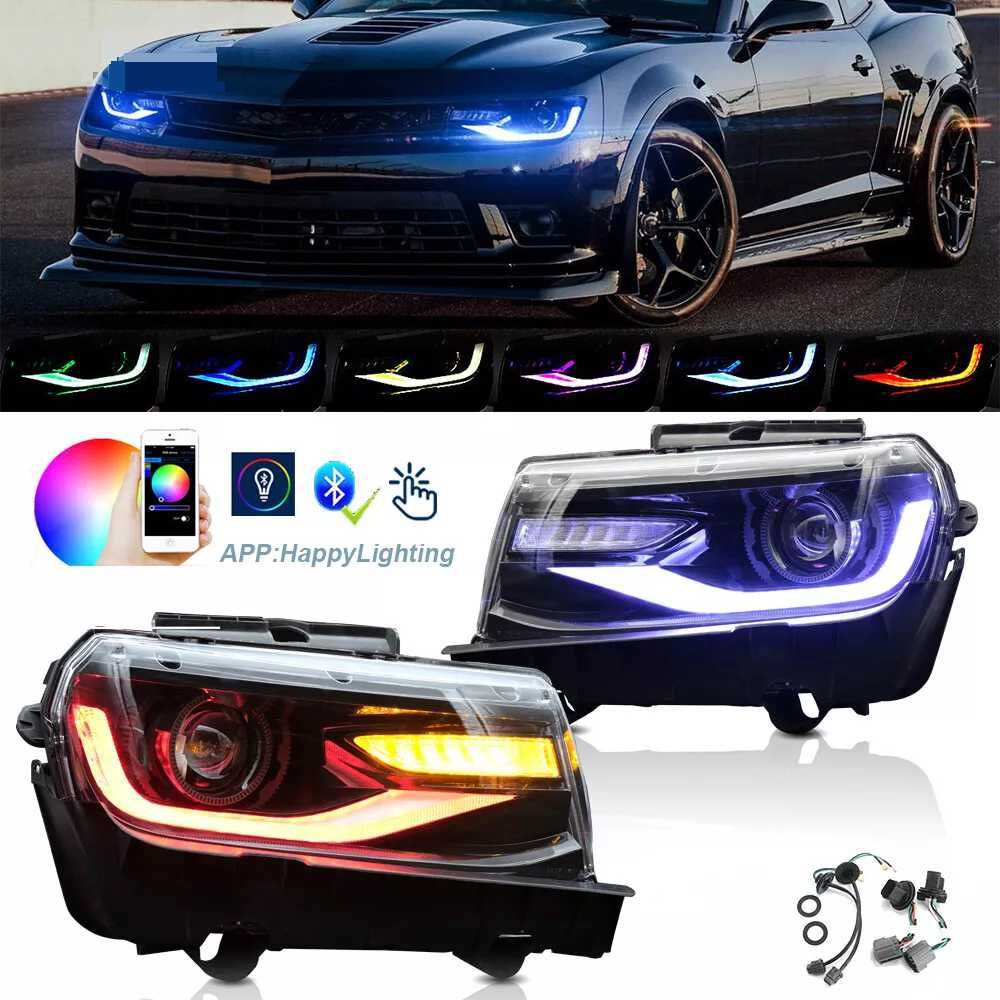Комплект фарове с RGB дневни светлини за Chevrolet Camaro 2014 - 2015