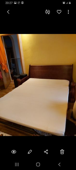 Vand set canapea cu două fotolii,lemn masiv.,culoare maro