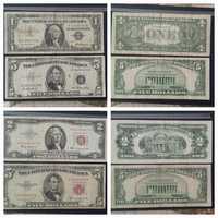 4 bancnote dolari anii 50/60 serie albastra & roșu rare preț/ lot
