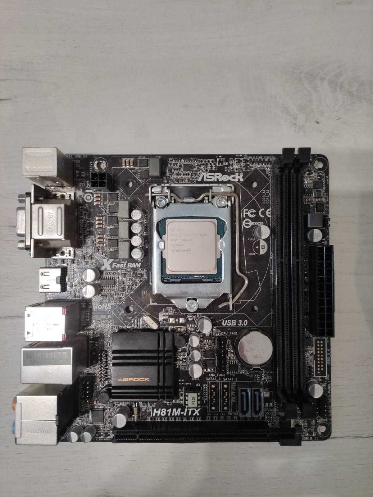 Дънна платка ASRock H81M-ITX + процесор и РАМ