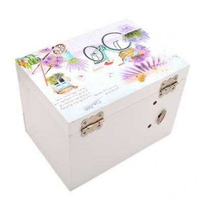 Музикална дървена кутийка за бижута с чекмеджета и огледало