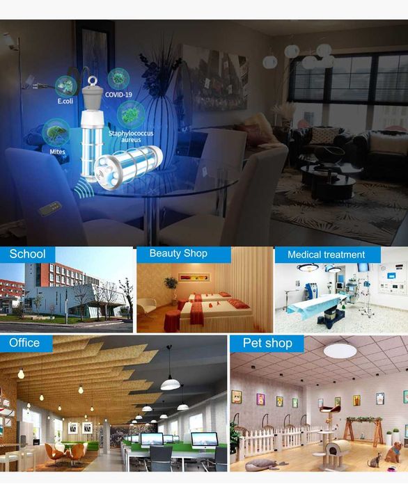 Lampa UVC 60W dezinfectie si sterilizare aer, suprafete, bactericida