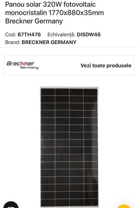 Panou solar  fotovoltaic monocristalin 320 W