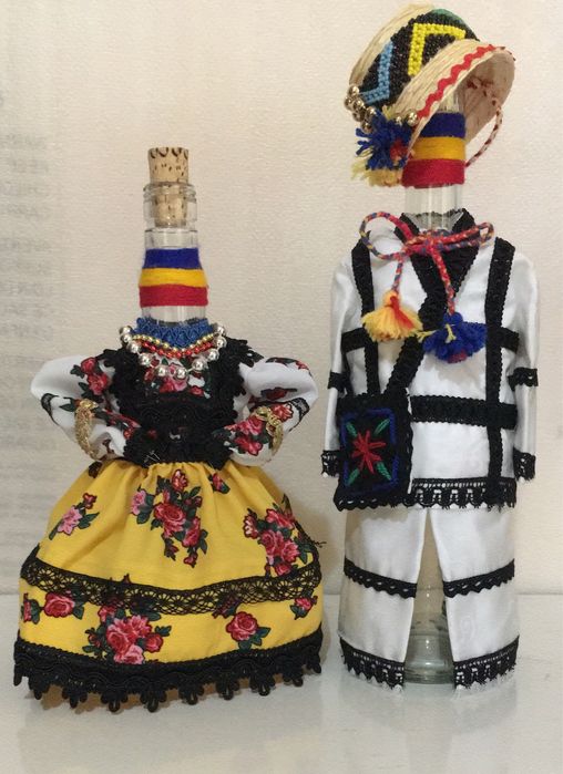 Cadou, Sticle hndmade port popular, sculptura lemn  Cu dedicatii