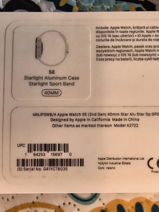 Ceas Smartwatch Apple Watch SE2 ca nou nepurtat la cutie plus curele