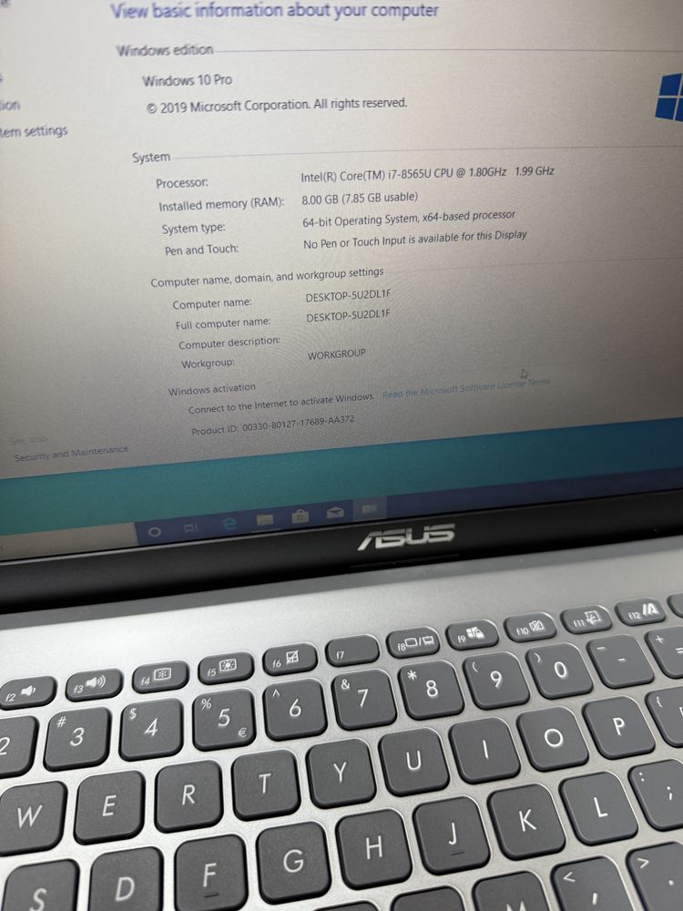 Laptop Asus I7 8th Gen Nou
