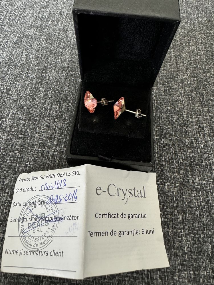 Cercei argint 925 placat cu rodiu cu cristale