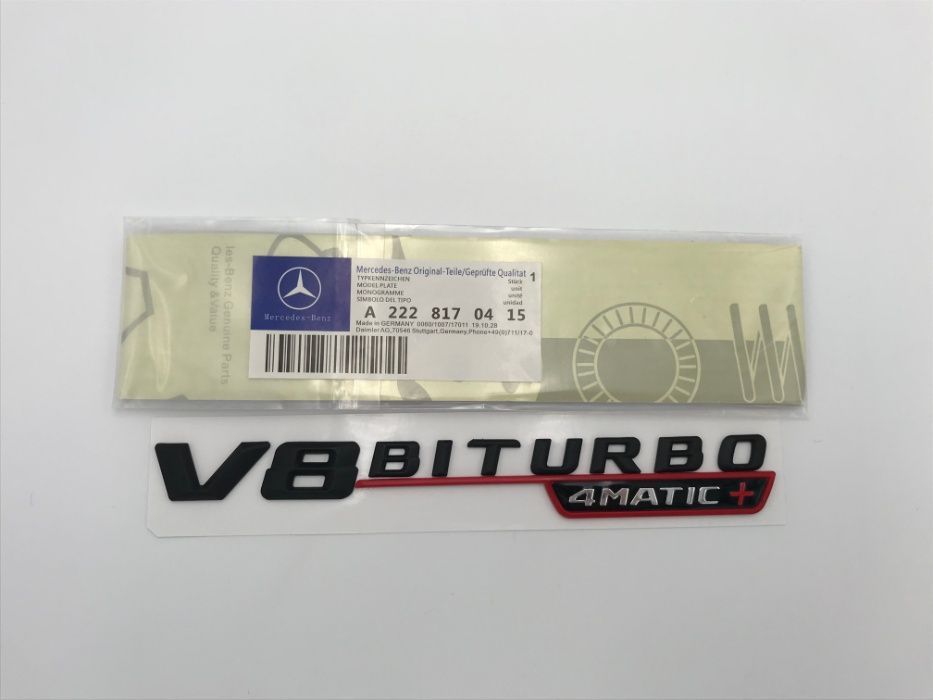 Emblema Mercedes V8 Biturbo 4M+ mat