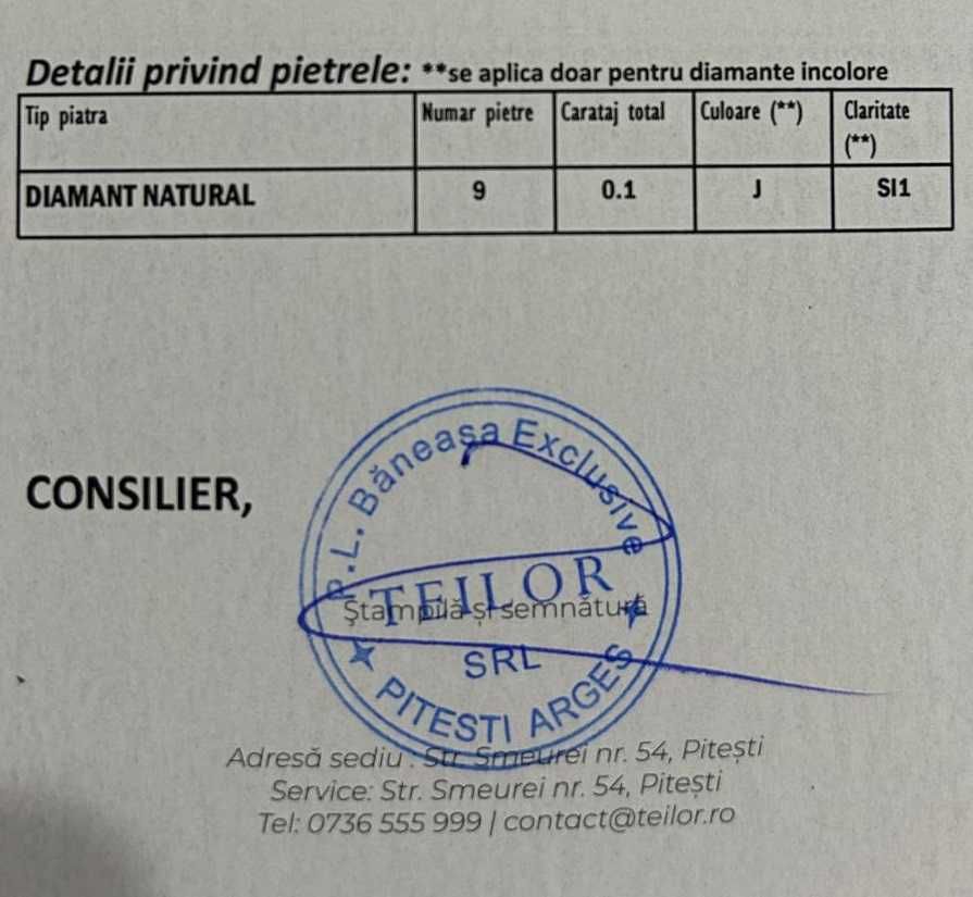 Inel Teilor Aur alb 14k cu diamante de 0.10ct