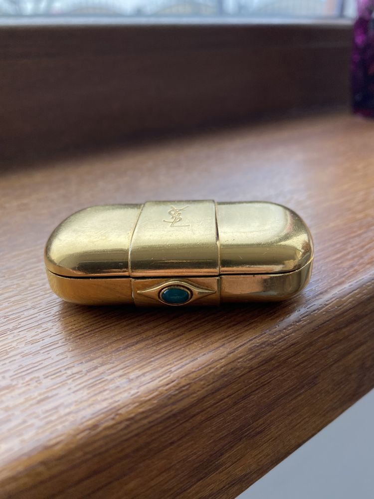 Vintage Yves Saint Laurent Gold Pill Box