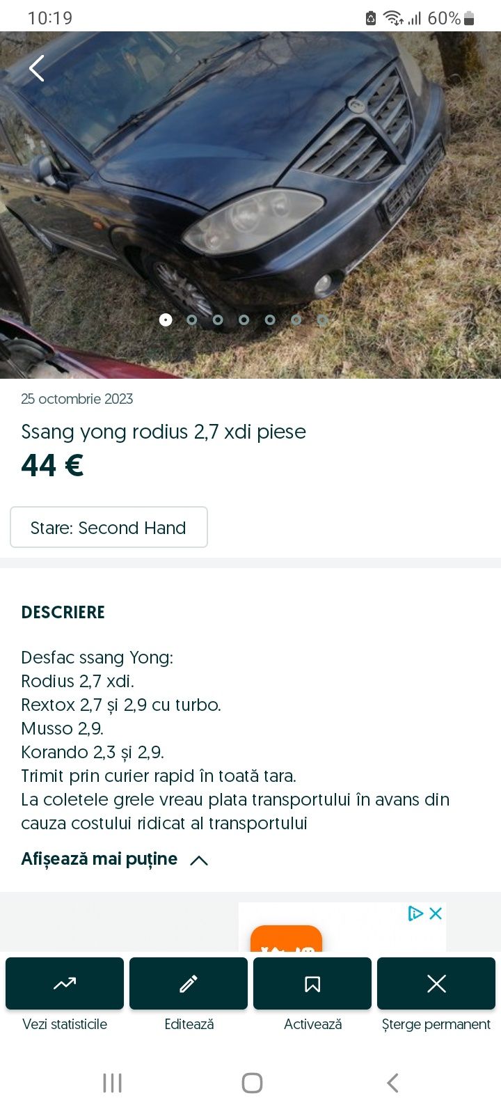 Motor cutie ssang yong: rodius ,musso, rexton și korando