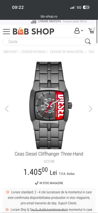 Ceas Diesel barbatesc exceptional nou bratara metalica