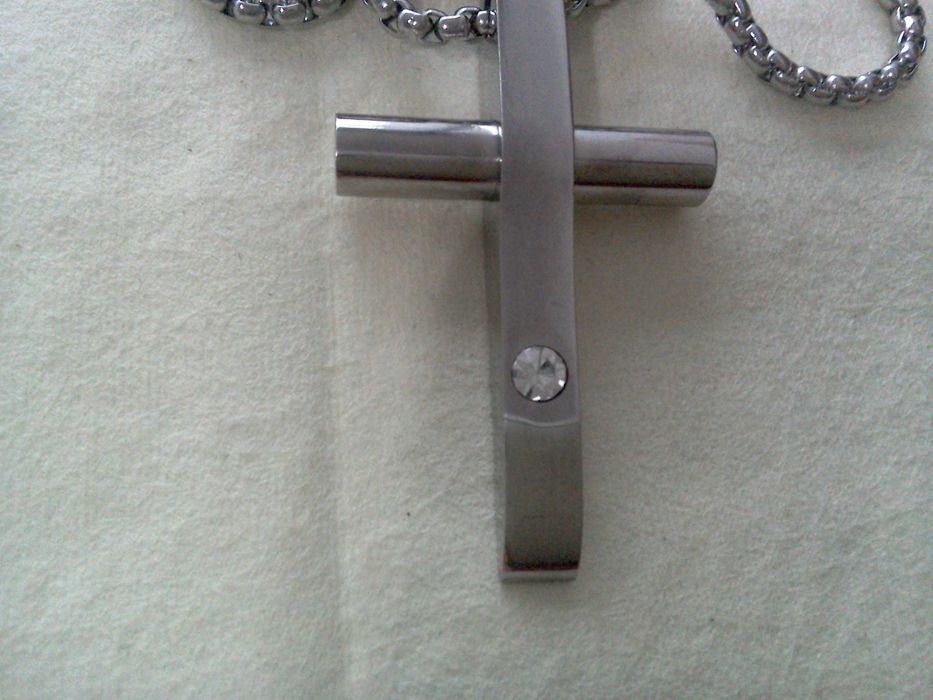 Cruce cu lanț - inox satinat placat rodiu