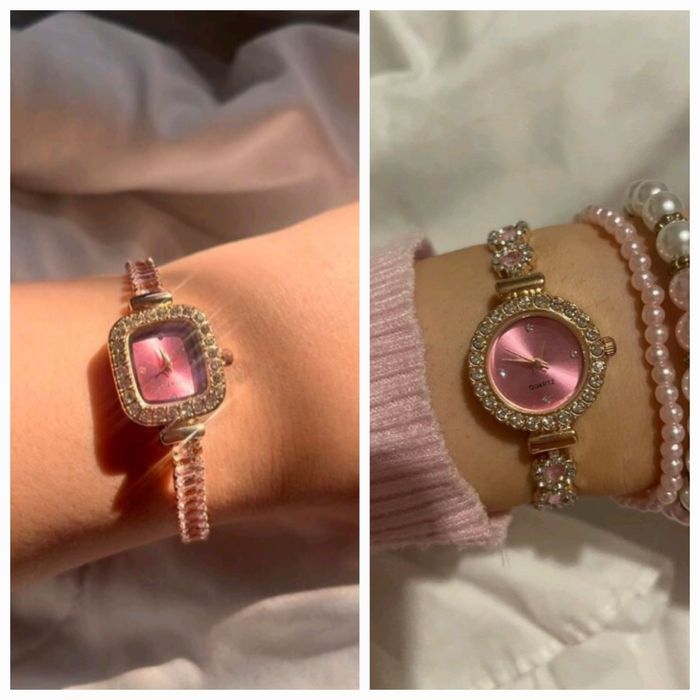 Ceas Pandora Swarovski cristale roz reglabil bratara si cutie