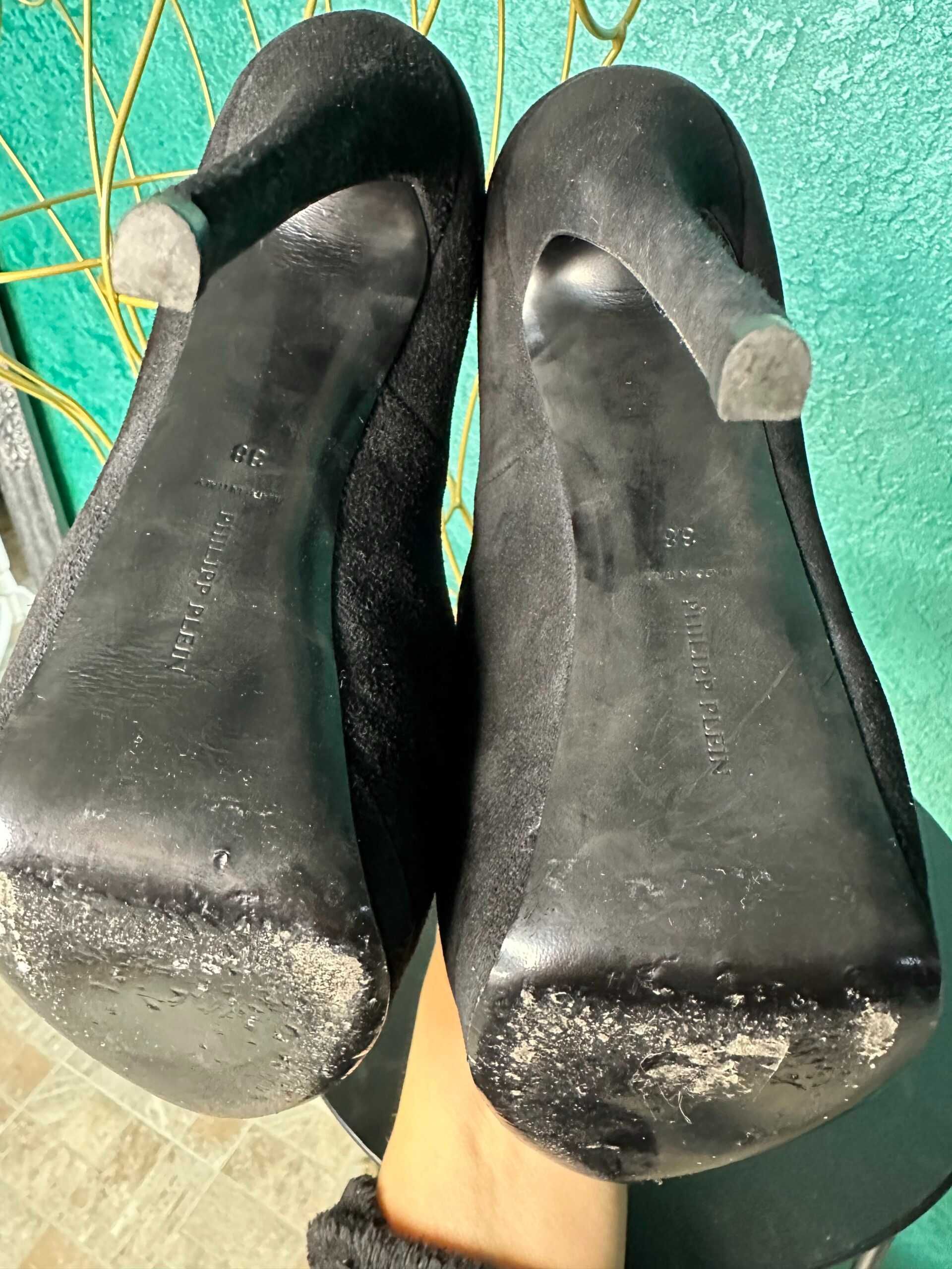 Pantofi cu platformă si toc 15cm , piele întoarsă, Philipp Plein, 38