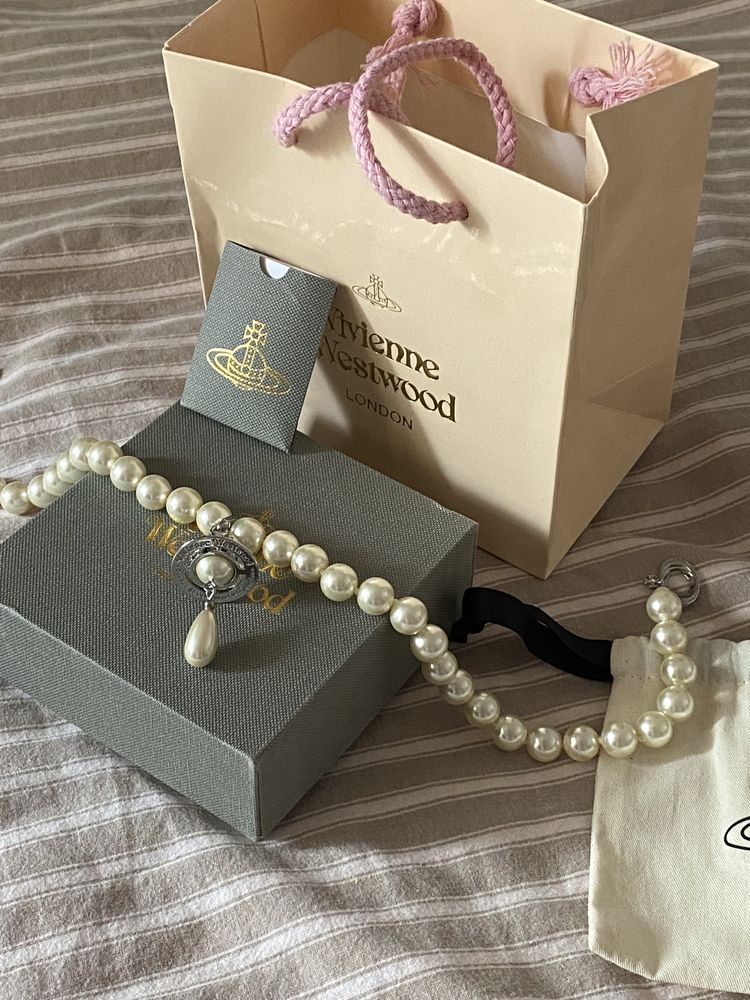 Колие Vivienne Westwood One row pearl drop chocker