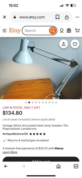 Настолна лампа / Landskrona Швеция / 70-те